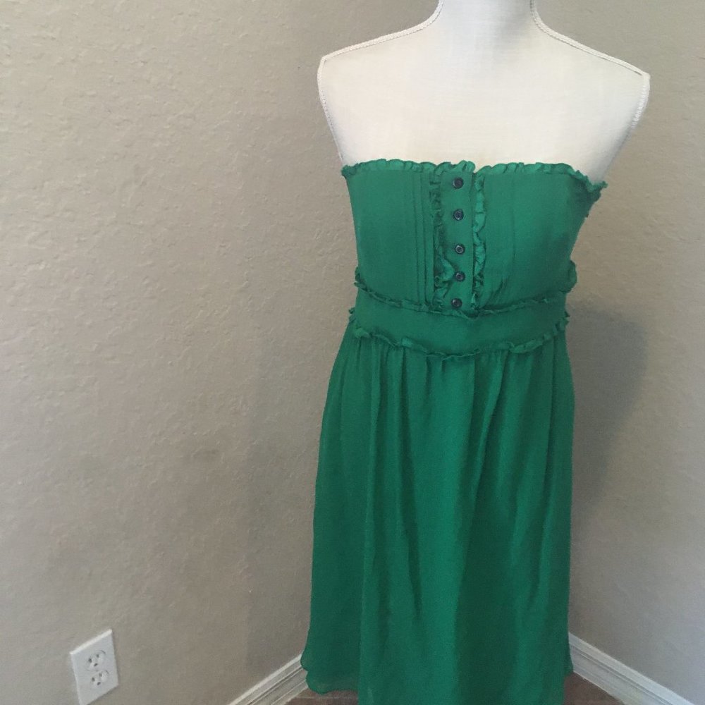 NWOT Anthropologie Green Strapless Dress